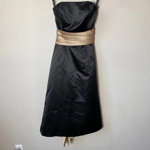 Bill Levkoff Women's Sz 6 Strapless Belted Sash Evening Formal Midi Dress Black - Picture 5 of 14